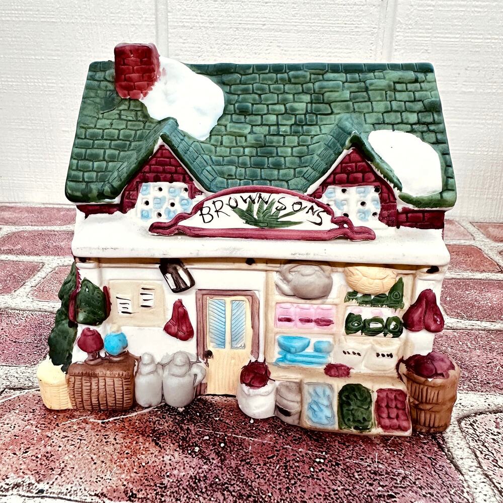 Dickens Rex & Lee Christmas Village Brown Sons Store Produce Apple Barrel 1990
